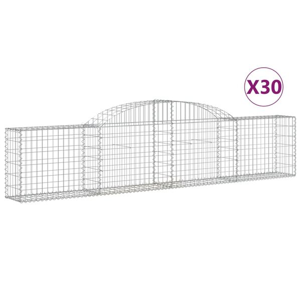 vidaXL Cestas de gaviones 30 uds forma de arco hierro 300x30x60/80 cm