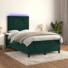 vidaXL Cama box spring colch&oacute;n y LED terciopelo verde oscuro 120x190cm
