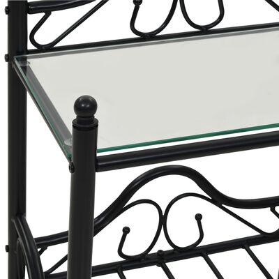 vidaXL Mesita de noche de acero y vidrio templado 45x30,5x60 cm negro