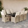 vidaXL Set comedor de jard&iacute;n 9 pzas con cojines rat&aacute;n sint&eacute;tico beige