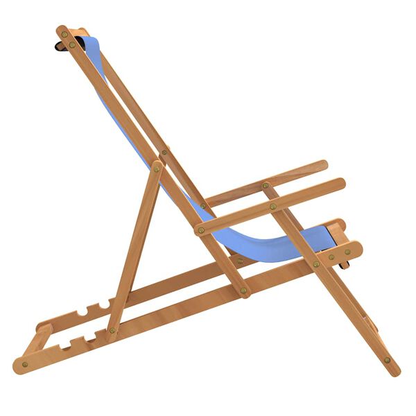 vidaXL Silla de playa plegable de madera maciza de teca azul
