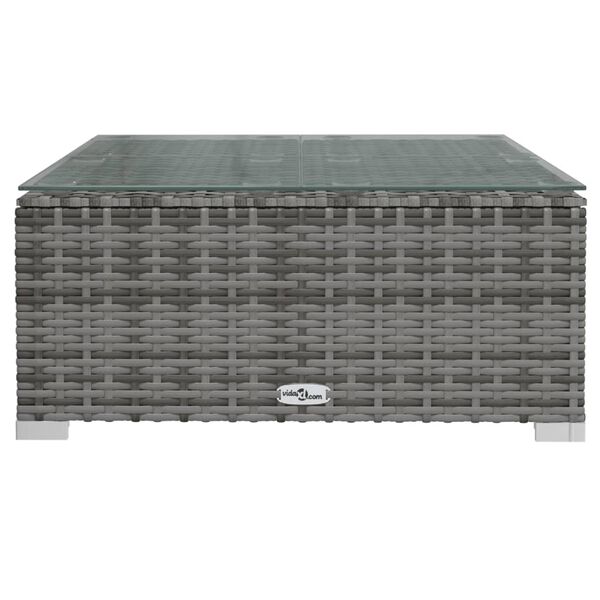 vidaXL Mesa de centro de jardín ratán PE y vidrio marrón 60x60x30 cm