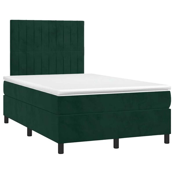 vidaXL Cama box spring con colch&oacute;n terciopelo verde oscuro 120x190 cm
