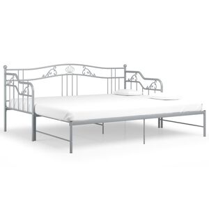 vidaXL Estructura sof&aacute; cama extra&iacute;ble sin colch&oacute;n metal gris 90x200 cm