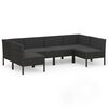 vidaXL Set de muebles de jard&iacute;n 6 pzas y cojines rat&aacute;n sint&eacute;tico negro