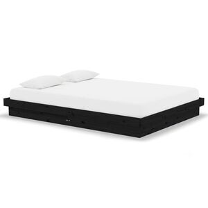 vidaXL Estructura de cama doble sin colchón madera maciza negro