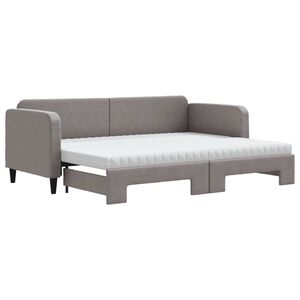 vidaXL Sof&aacute; cama nido con colch&oacute;n tela gris taupe 80x200 cm