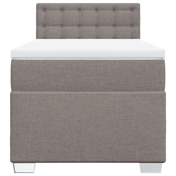 vidaXL Cama box spring con colch&oacute;n tela gris taupe 90x190 cm