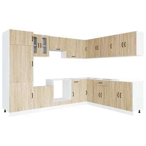 vidaXL Mueble cocina Kalmar roble sonoma 14 pzas madera contrachapada
