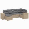 vidaXL Juego de sof&aacute;s jard&iacute;n con cojines beige mezcla 6 pzas rat&aacute;n PE