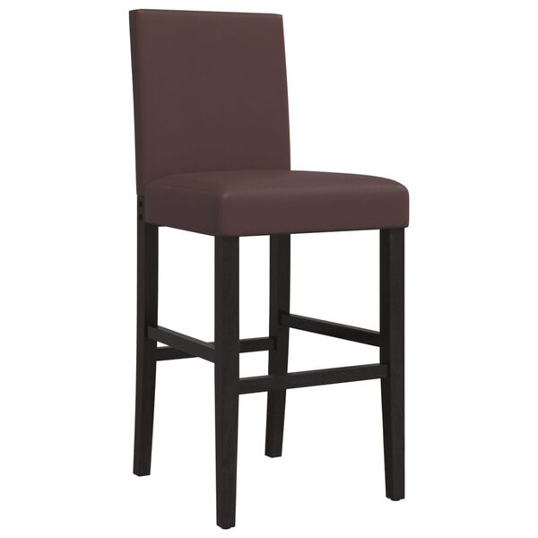 vidaXL Taburetes altos 2 uds madera maciza de caucho y cuero sint&eacute;tico