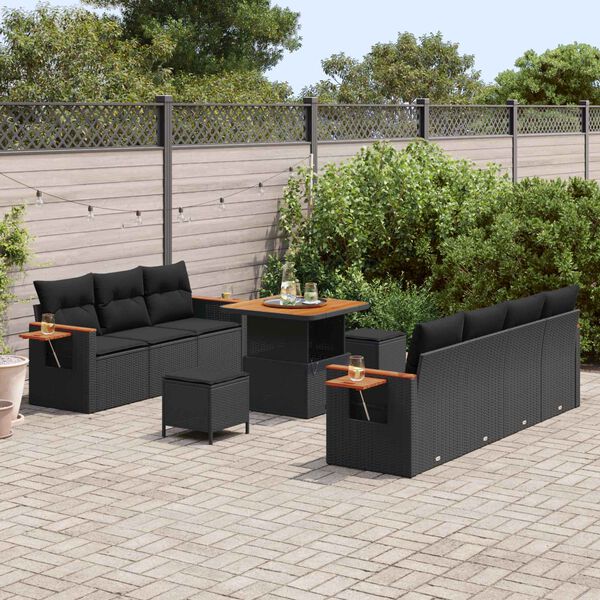 vidaXL Conjunto de sof&aacute;s de jard&iacute;n 13 pcs Negro rat&aacute;n sint&eacute;tico