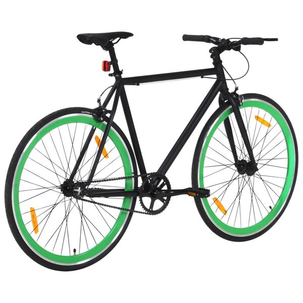 vidaXL Bicicleta de pi&ntilde;&oacute;n fijo negro y verde 700c 59 cm