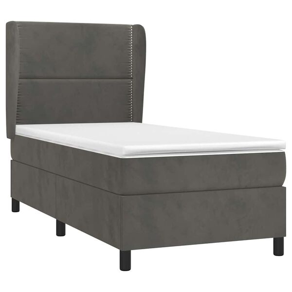 vidaXL Cama box spring con colch&oacute;n terciopelo gris oscuro 100x200 cm