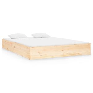 vidaXL Estructura de cama doble sin colch&oacute;n madera maciza 135x190 cm