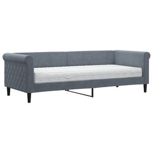 vidaXL Sof&aacute; cama con colch&oacute;n terciopelo gris oscuro 80x200 cm