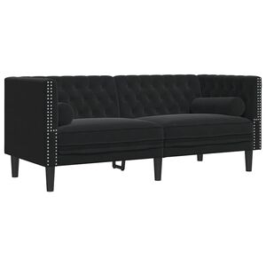 vidaXL Sof&aacute; Chesterfield 2 plazas con cojines terciopelo negro