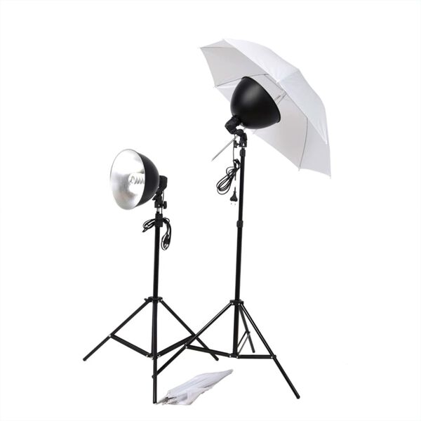 vidaXL Kit de estudio fotogr&aacute;fico con set de luces, fondo y reflector
