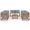 vidaXL Juego de muebles de jard&iacute;n 9 piezas con cojines gris