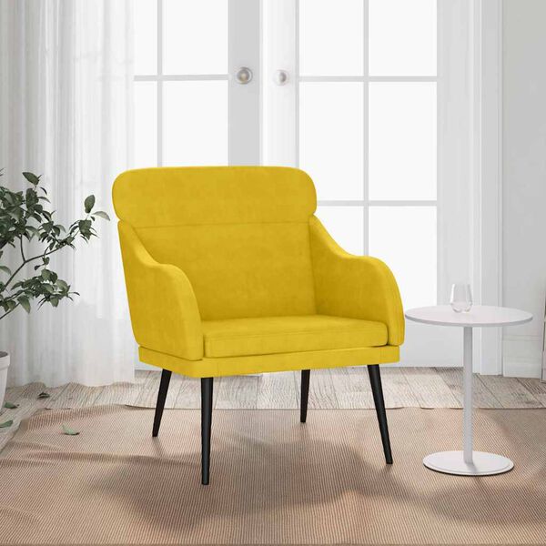 vidaXL Sillón de terciopelo amarillo 63x76x80 cm