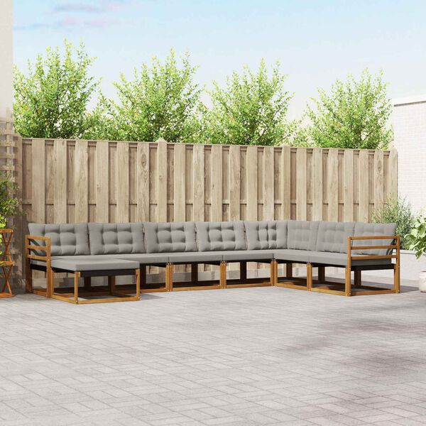 vidaXL Conjunto de sof&aacute;s de exterior 8 pcs Gris Natural y Claro