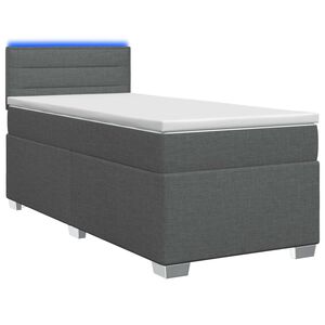 vidaXL Cama con Base Tapizada, Colch&oacute;n y Luz LED Gris oscuro Tela
