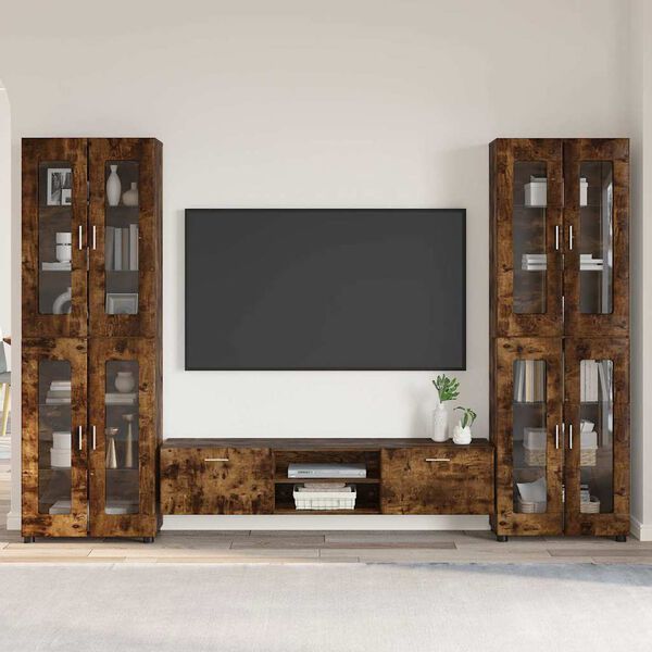 vidaXL Conjunto de mueble de TV con caj&oacute;n FLORIN Roble ahumado