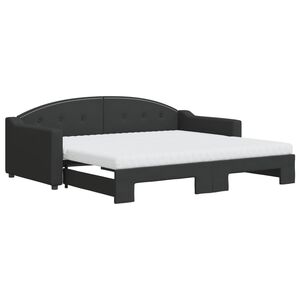 vidaXL Sof&aacute; cama nido con colch&oacute;n tela negro 90x190 cm