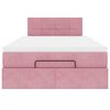 vidaXL Cama otomana con colch&oacute;n y LED terciopelo rosa 120x190cm