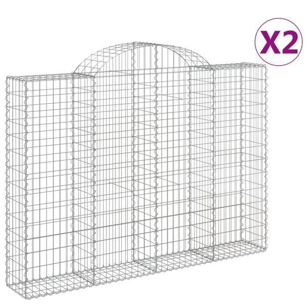 vidaXL Cestas de gaviones 2 uds forma de arco hierro 200x30x140/160 cm