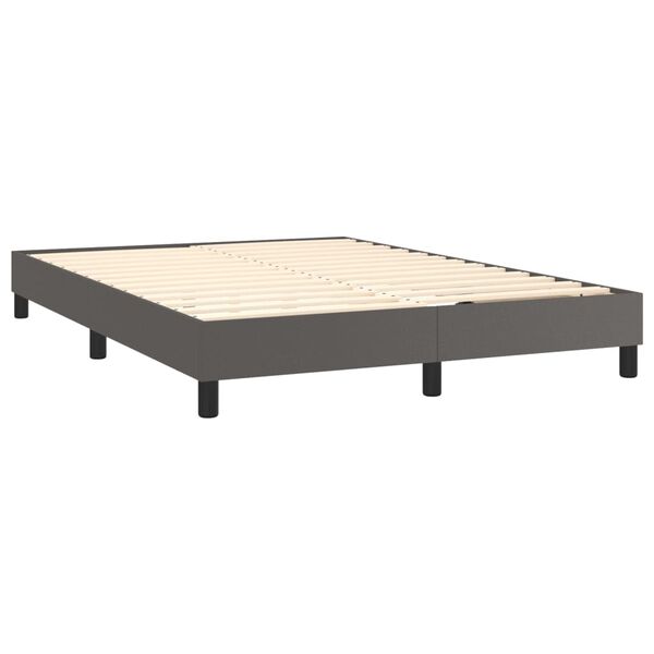 vidaXL Cama box spring con colch&oacute;n cuero sint&eacute;tico gris 140x190 cm