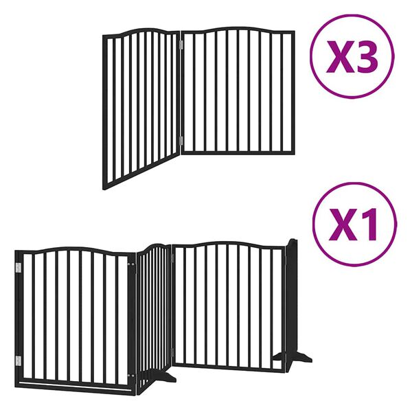 vidaXL Puerta de perros plegable 10 paneles madera &aacute;lamo negra 800 cm