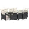 vidaXL Conjunto de Comedor de Jard&iacute;n con coj&iacute;n 9 pcs Negro Polirat&aacute;n