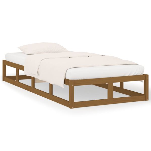 vidaXL Estructura de cama de madera maciza marr&oacute;n miel 100x200 cm