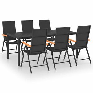 vidaXL Juego de comedor para jard&iacute;n 7 piezas negro y marr&oacute;n