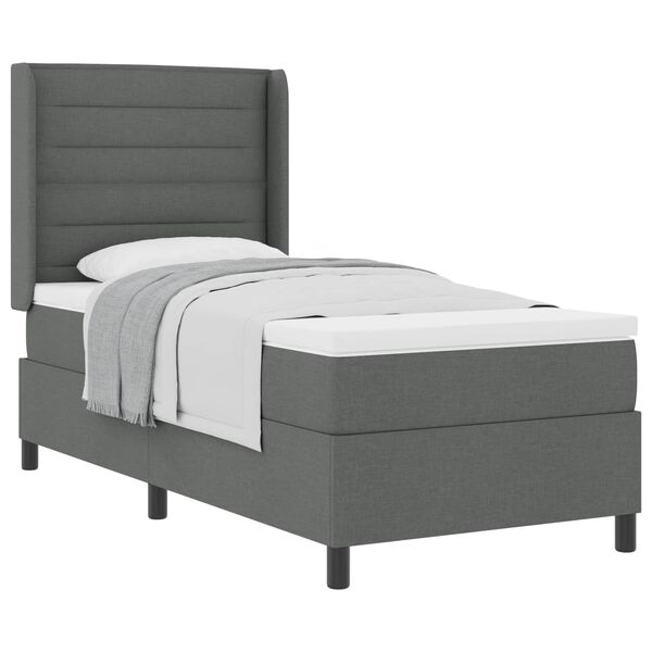 vidaXL Cama tipo Box Spring con colch&oacute;n Gris oscuro 80 x 200 cm tela