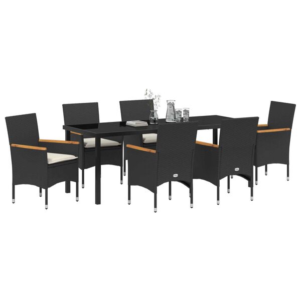 vidaXL Conjunto de Comedor de Jard&iacute;n 7 pcs Negro rat&aacute;n sint&eacute;tico