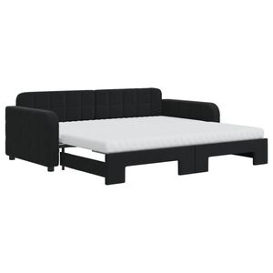 vidaXL Sof&aacute; cama nido con colch&oacute;n terciopelo negro 90x190 cm
