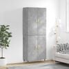vidaXL Aparador alto madera contrachapada gris hormig&oacute;n 69,5x34x180 cm