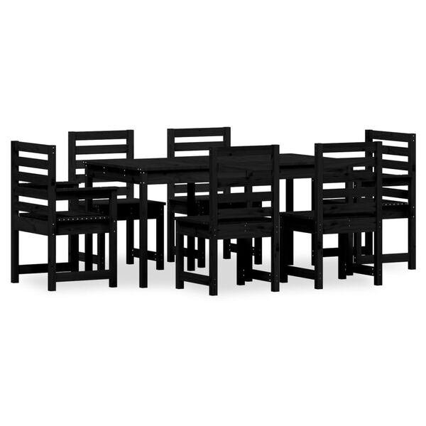 vidaXL Juego de comedor de jardín 7 piezas madera maciza pino negro