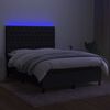 vidaXL Cama box spring colch&oacute;n y luces LED tela negro 140x190 cm