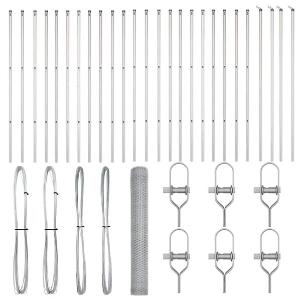 vidaXL Poste de Valla Plateado 50 x 1 m (malla de 13 mm) Acero