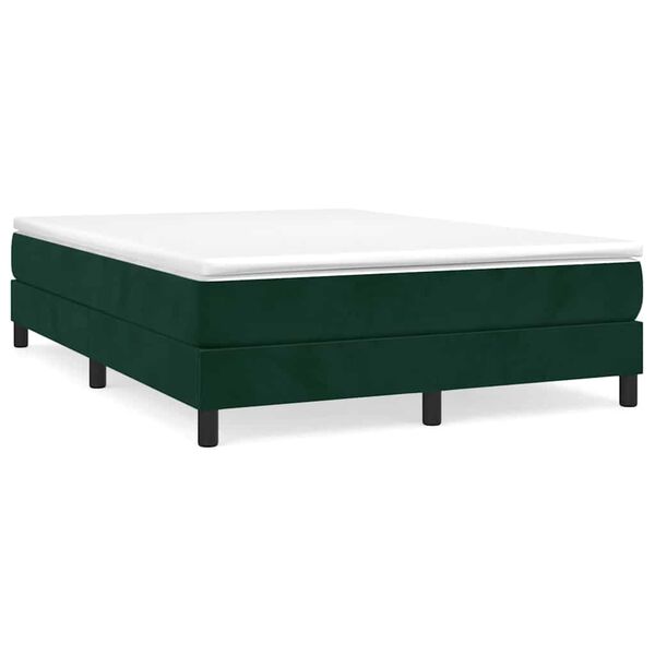 vidaXL Cama box spring con colch&oacute;n terciopelo verde oscuro 140x200 cm