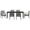 vidaXL Conjunto de Comedor de Jard&iacute;n 7 pcs Negro rat&aacute;n sint&eacute;tico