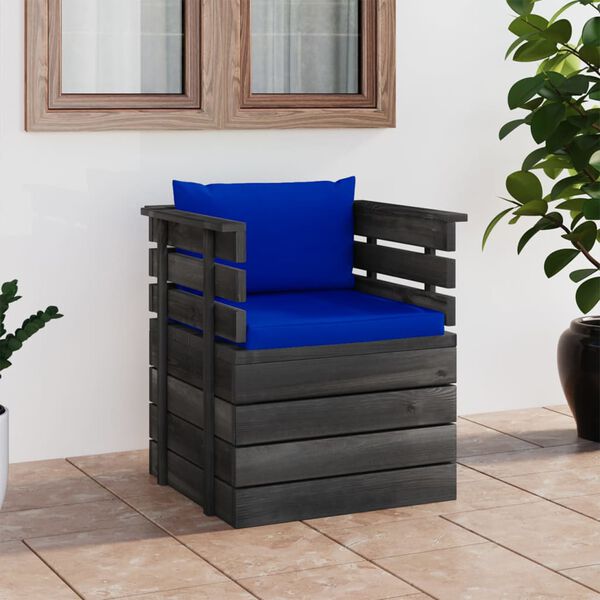 vidaXL Sill&oacute;n de jard&iacute;n con cojines madera de pino