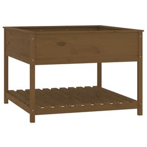 vidaXL Jardinera y estante madera maciza pino marr&oacute;n 111,5x111,5x81 cm