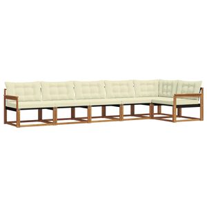 vidaXL Conjunto de sof&aacute;s de exterior con coj&iacute;n 6 pcs Natural y Crema
