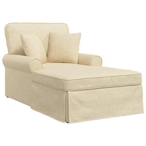 vidaXL Chaise Lounge con Falda con coj&iacute;n con almohada 3 pcs Crema tela