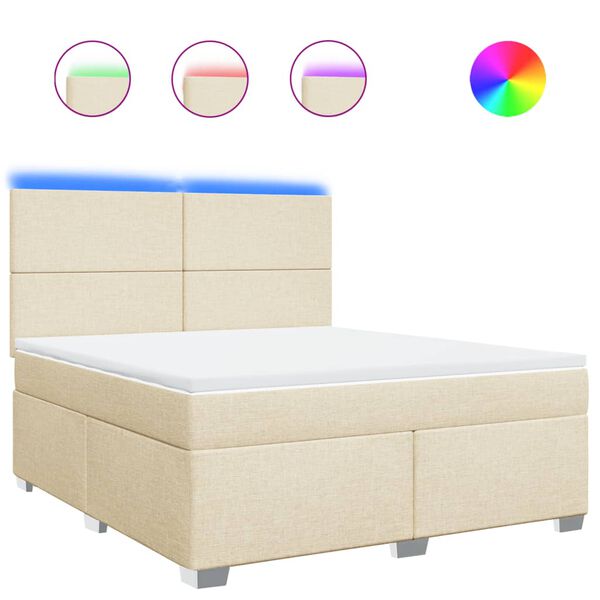 vidaXL Cama box spring con colch&oacute;n tela color crema 180x200 cm