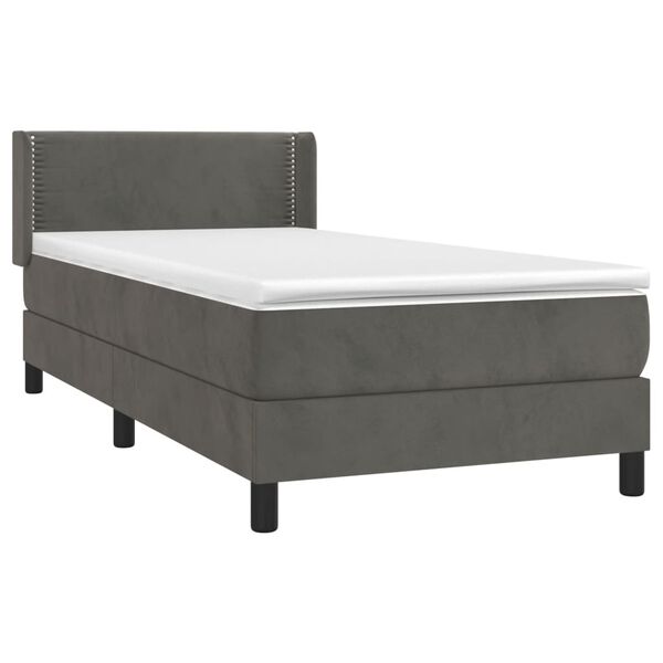 vidaXL Cama box spring con colch&oacute;n terciopelo gris oscuro 100x200 cm